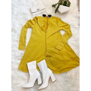 Long sleeve mustard dress